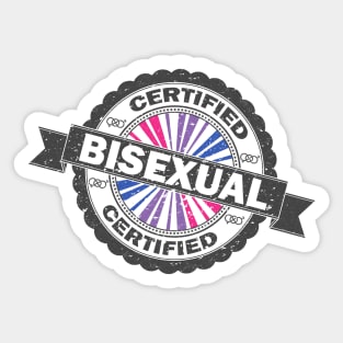 Certified Bisexual Pride Seal of Approval with Pride Flag Background Sticker